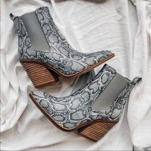 Snakeskin booties